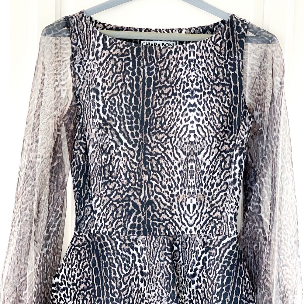 CHIARA BONI La Petite Robe Hasana Sheer Leopard Print Peplum Dress - Picture 6 of 14